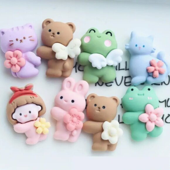 Cute Cartoon Bear & animal resin charm set of TEN Refrigerator magnets - Picture 2 of 3